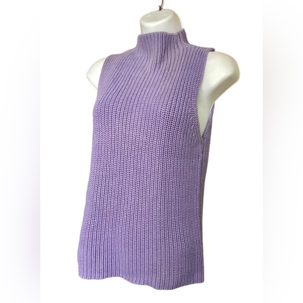 New! 100% Cotton Shaker Sleeveless Sweater Top Lavender